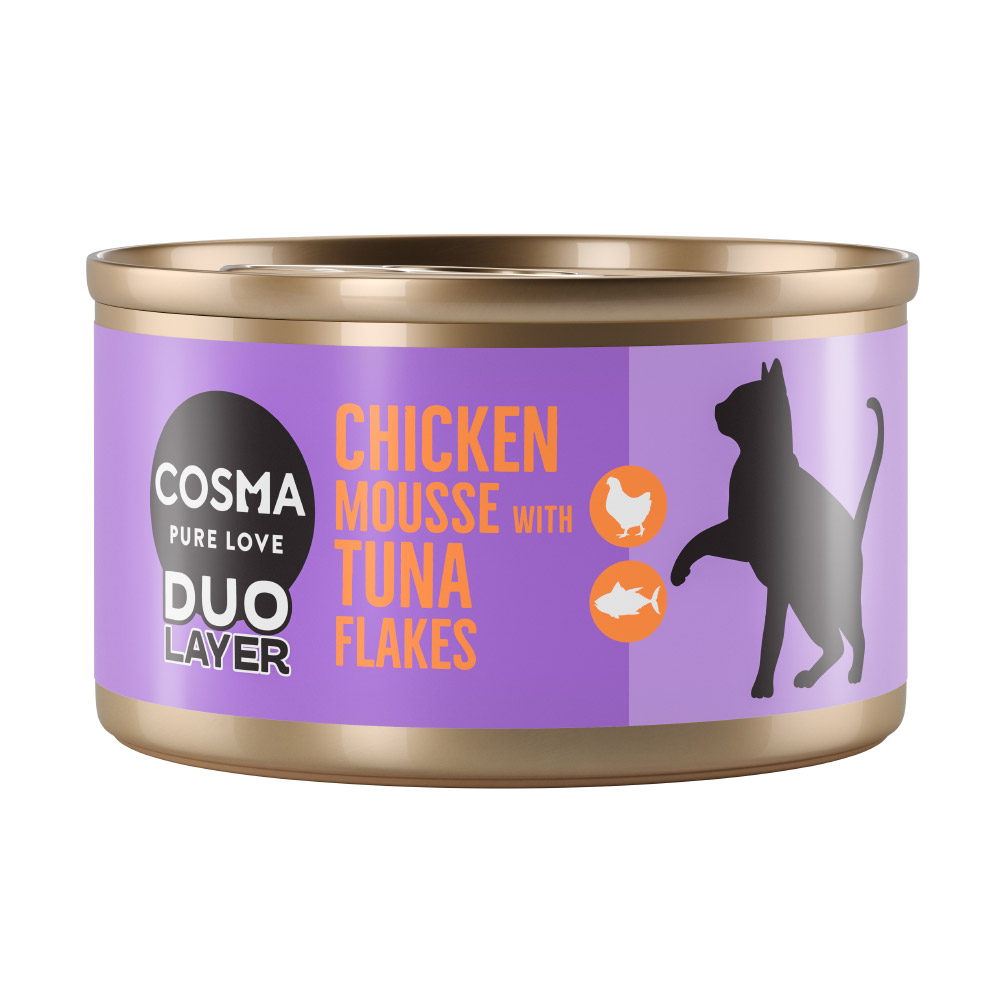 Cosma DUO Layer 6 x 70 g Kippenmousse met stukjes tonijn De